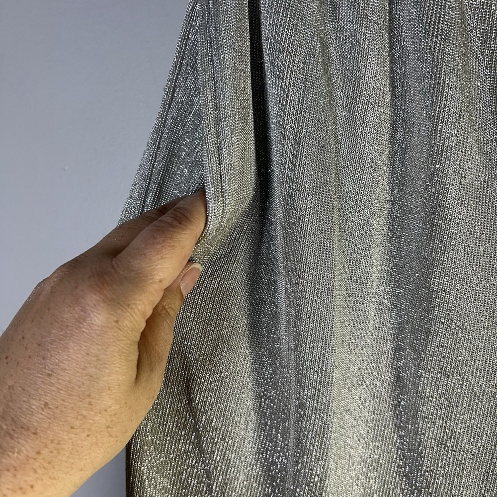 Gepetto Womens Sz Medium Silver Metallic Palazzo Pants Party Retro Vintage Glam - Picture 5 of 16